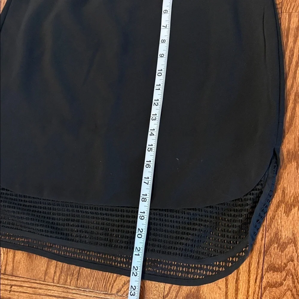 XOXO Black Mini Skirt w/ Mesh Detail layer zipped back lined pencil style 11/12